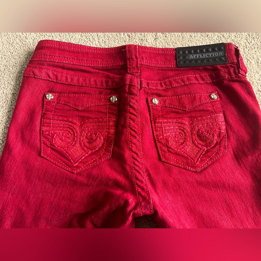 AFFLICTION Women's Studded Red Jeans. Size 26 - Style - Raquel